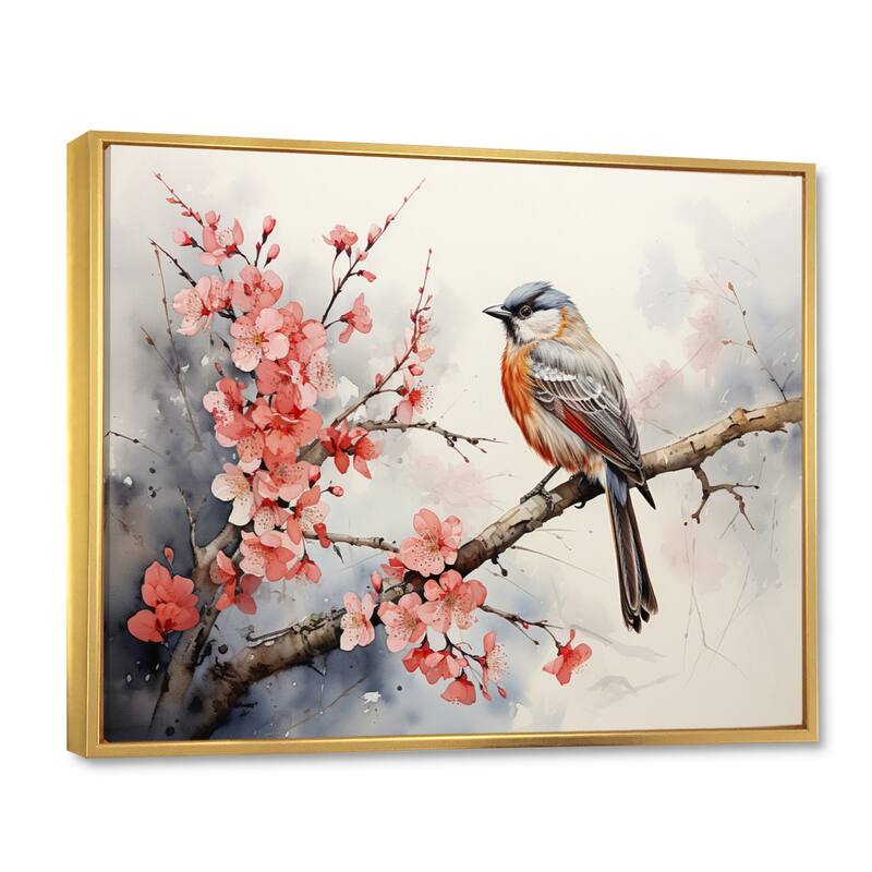 Designart "Asian Art Sumi Bird Serenity III" Asian Framed Wall Art